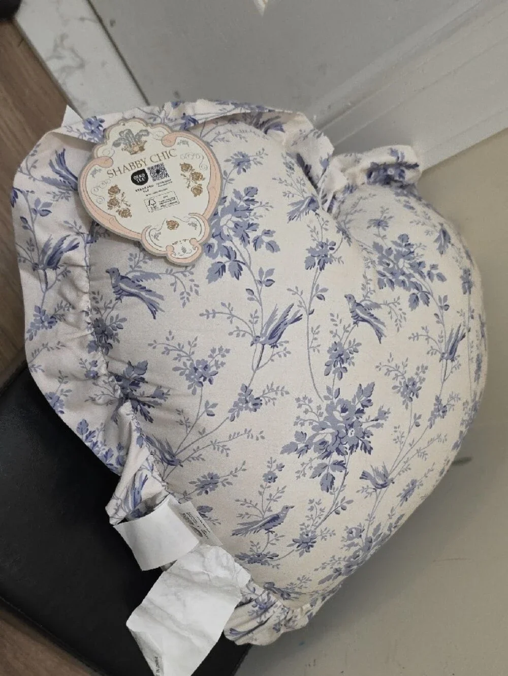 Shabby Chic Blue Floral Ruffle Accent Pillow